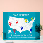 Onze reis - gepersonaliseerde USA Map Milestone Acryl Bord (Huwelijk)
