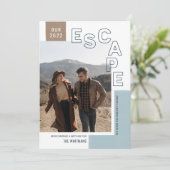 Onze Reis Ontsnapping | Boho Modern Foto Kerstmis Feestdagenkaart (Staand voorkant)