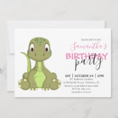 Onze Roze Dinosaurus Uitnodigingen (Voorkant)