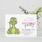Onze Roze Dinosaurus Uitnodigingen (Staand voorkant)