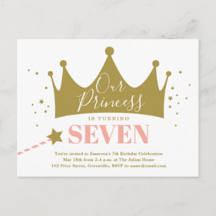 Onze Roze Gouden Prinses Verjaardagsuitnodiging Briefkaart