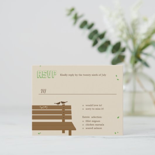 Onze RSVP/Respons Kaarten op het huwelijk op onze  RSVP Kaartje (Staand voorkant)