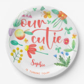 Onze schatje is... bloemige kinderen verjaardag papieren bordje (Voorkant)