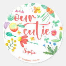 Onze schatje is... bloemige kinderen verjaardag