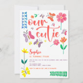 Onze schatje is... bloemige kinderen verjaardagsfe kaart (Voorkant)