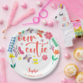 Onze schatje is... bloemige kinderen verjaardagsfe papieren bordje (Feest)