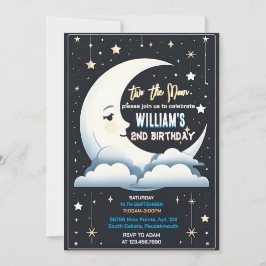 Onze Schattigee Space night sky Two The Moon 2nd B Kaart (Voorkant)