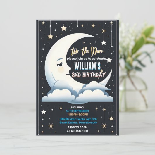 Onze Schattigee Space night sky Two The Moon 2nd B Kaart (Staand voorkant)