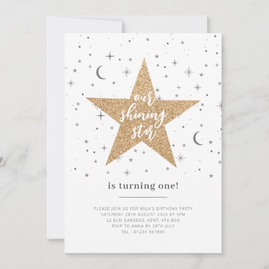 Onze Shining Star Birthday Uitnodiging (Voorkant)