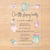 Onze slapen beauty baby doeken baby meisje douche acryl uitnodigingen (Voorkant)