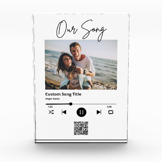 Onze Song Bruiloft Muziek Scan QR Code Acryl Fotoblokken (Voorkant)