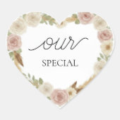 Onze Speciale Bloemhartsticker – Zachte Boho Elega Hart Sticker (Voorkant)