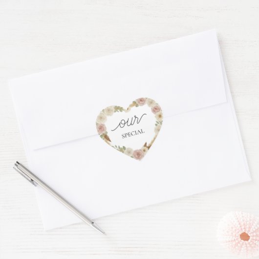 Onze Speciale Bloemhartsticker – Zachte Boho Elega Hart Sticker (Envelop)