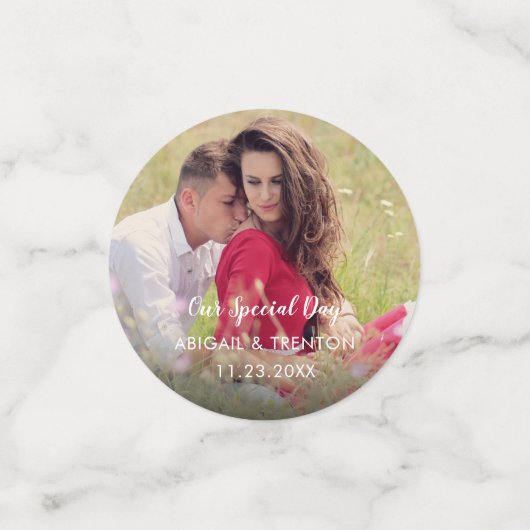 Onze speciale dag bruiloft foto confetti (Kleine voorkant)