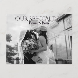 Onze Speciale Dag Romantische Koppel Foto Ansichtk Briefkaart