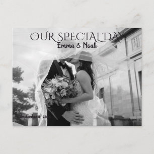 Onze Speciale Dag Romantische Koppel Foto Ansichtk Briefkaart