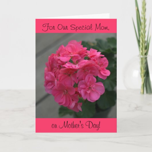 Onze speciale moeder Rose Geranium Moederdagkaart Kaart (Voorkant)