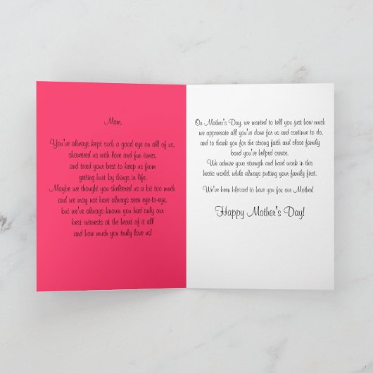 Onze speciale Roos Geranium Moederdag Kaart (Binnen)