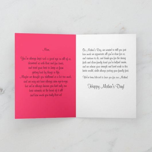 Onze speciale Roos Geranium Moederdag Kaart (Binnen)