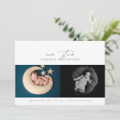 Onze ster baby fotocollage geboorte aankondiging (Staand voorkant)