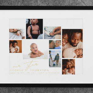 Onze ster   Nieuwe BAby Birth Editable Multi GOLD Folie Afdrukken