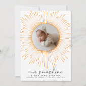 Onze Sunshine Modern Foto Baby shower Bedankkaart (Voorkant)