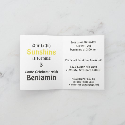 Onze Sunshine Party uitnodigen (Binnen)