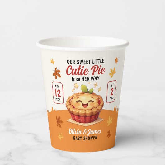 Onze Sweet Little Cutie Pie Herfst Baby shower Papieren Bekers (Achterkant)