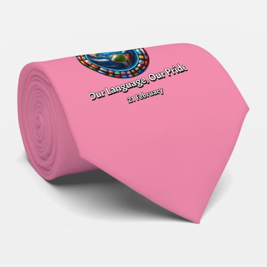 Onze taal, onze trots. Dag van de moedertaal. Stropdas (Opgerold)
