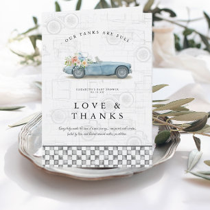 Onze tanks zijn volledig vintage auto Baby shower Bedankkaart