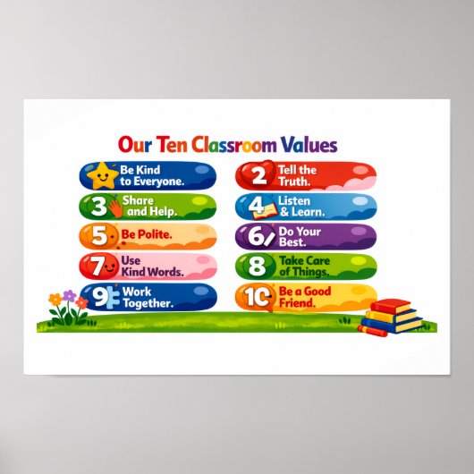 Onze Tien Klaswaarden - 11x17 Liggend Poster (Voorkant)