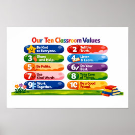 Onze Tien Klaswaarden – 12×18 Liggend Poster