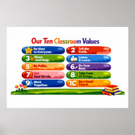 Onze Tien Klaswaarden – 24×36 Liggend Poster