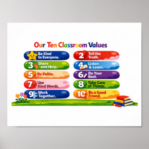Onze Tien Klaswaarden – 8.5×11 Liggend Poster