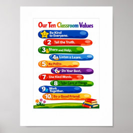 Onze Tien Waarden voor in de Klas – 8.5×11 Portret Poster