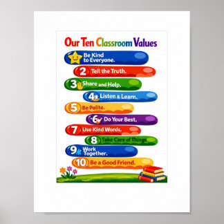 Onze Tien Waarden voor in de Klas – 8.5×11 Portret Poster