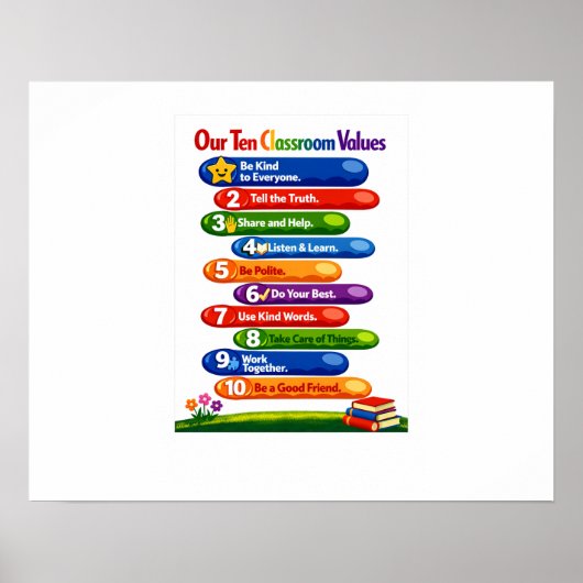 Onze Tien Waarden voor in de Klas – Liggend Poster (Voorkant)