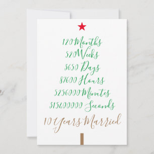 Onze tiende Kerstmis, 10e jaar, gehuwd met xmas Feestdagenkaart