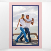 Onze Trouw Burgundy Blauwe Bloemachtige Trouw Uitn Drieluik Uitnodiging (Binnenkant midden)