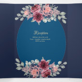 Onze Trouw Burgundy Blauwe Bloemachtige Trouw Uitn Drieluik Uitnodiging (Binnenkant midden)