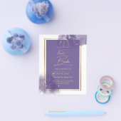 ONZE TROUW PURPER GOUD Trouw Lavendel UITNODIGING Flyer (Enkel)