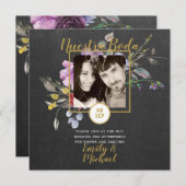 Onze Trouw Uitnodiging - FOTO Huwelijk Paars 2 (Voorkant / Achterkant)