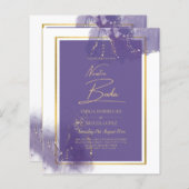 ONZE TROUW UITNODIGING PAARS GOUD Bruiloft Lavende (Voorkant / Achterkant)