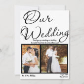 Onze trouw zwart-wit foto afbeelding bedankt kaart (Voorkant)