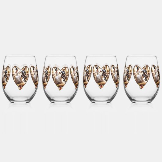 Onze Trouwdag Bliss Elegant Wijnglas Zonder Voet (Voorkant)