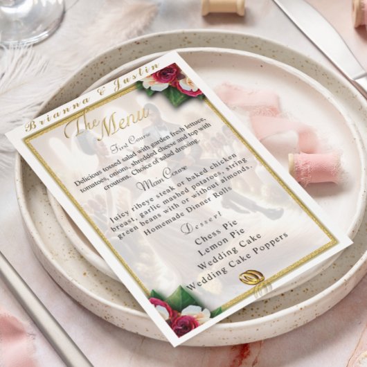 Onze Trouwdag Bliss Floral Elegant Bruiloft Menu