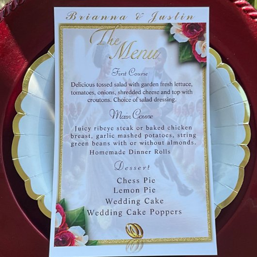 Onze Trouwdag Bliss Floral Elegant Bruiloft Menu