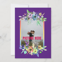 Onze Trouwdag Bloem Paars Aangepaste Foto Kaart