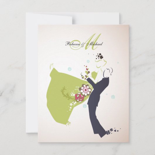 Onze trouwdag - Bride & Groom met Monogram Kaart (Voorkant)