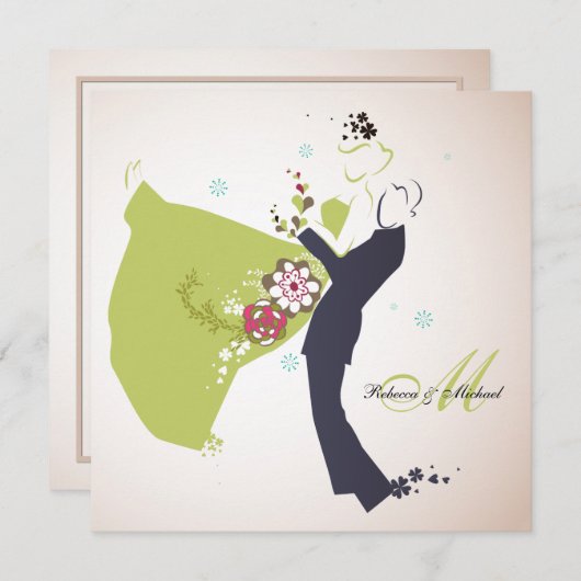 Onze trouwdag - Bride & Groom met Monogram Kaart (Voorkant / Achterkant)